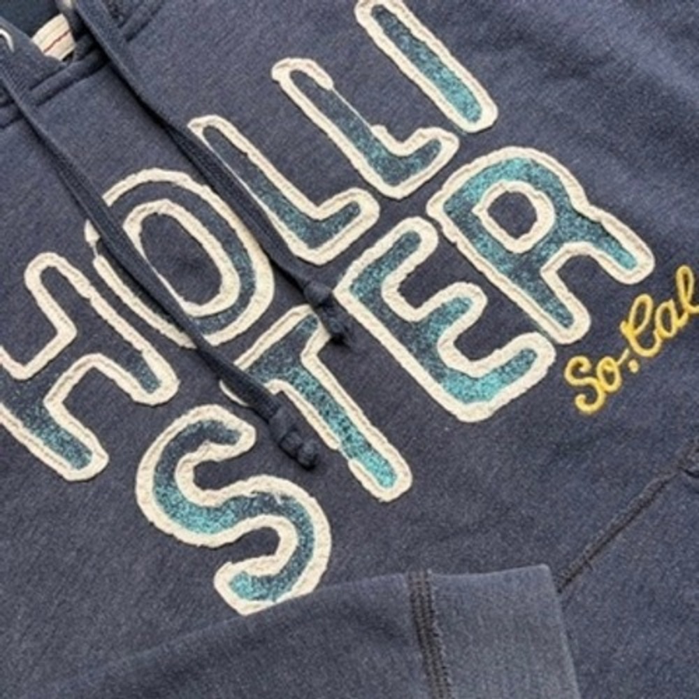 Hollister Pullover Hoodie Womens Medium Navy Blue Logo Applique So Cal‎ Y2K Surf